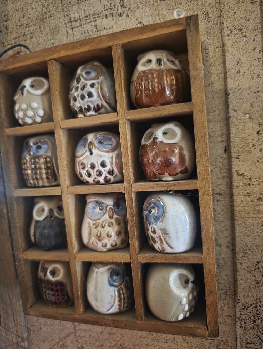 Vintage EMSON Japan Miniature Stoneware Owls Collection (Set of 12)